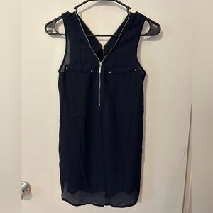 Love Culture Navy Zip-Front Mini Dress